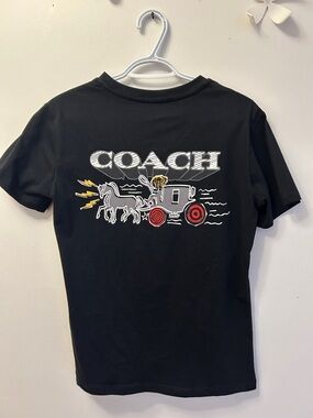 Coach Kids Black Tee with Red & Yellow Graphic